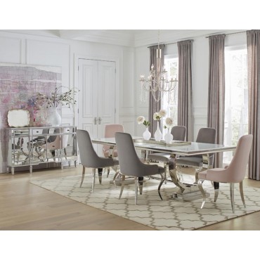 108811 Antoine Collection Dining set By Coaster Furniture with Grey Chairs