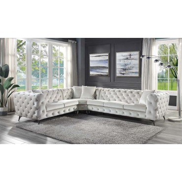 LV01160 Atronia Sectional Sofa in Beige Fabric Finish by Acme Furniture