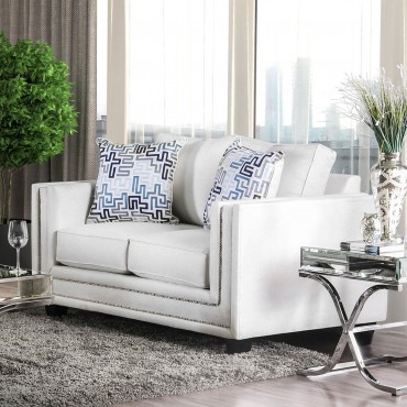 SM2675 Ilse Off White Chenille Living Room By Furniture Of America