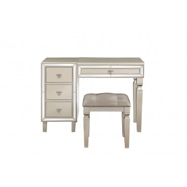 F4200 Silver Bedroom Vanity Set w/ Stool By Poundex